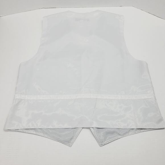 Men's Silver Grey Tuxedo Vest Herringbone Pattern Formal Prom Large Perry Ellis - Picture 7 of 7